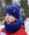 Vaikiška merino vilnos kepurė su bumbulu ir įmaunamas šalikas