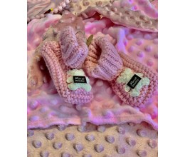Rankų darbo merino vilnos tapukai kūdikiams (0 - 9 mėn.) - Rožiniai 2